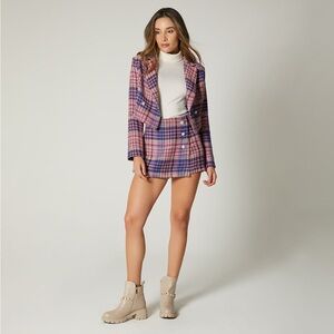 Chic Plaid Mini Skirt in Pink and Purple